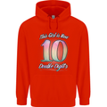 10 Year Old Birthday Girl Double Digits 10th Childrens Kids Hoodie Bright Red