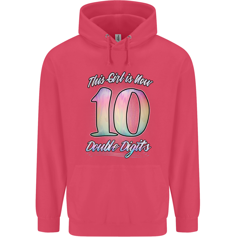 10 Year Old Birthday Girl Double Digits 10th Childrens Kids Hoodie Heliconia