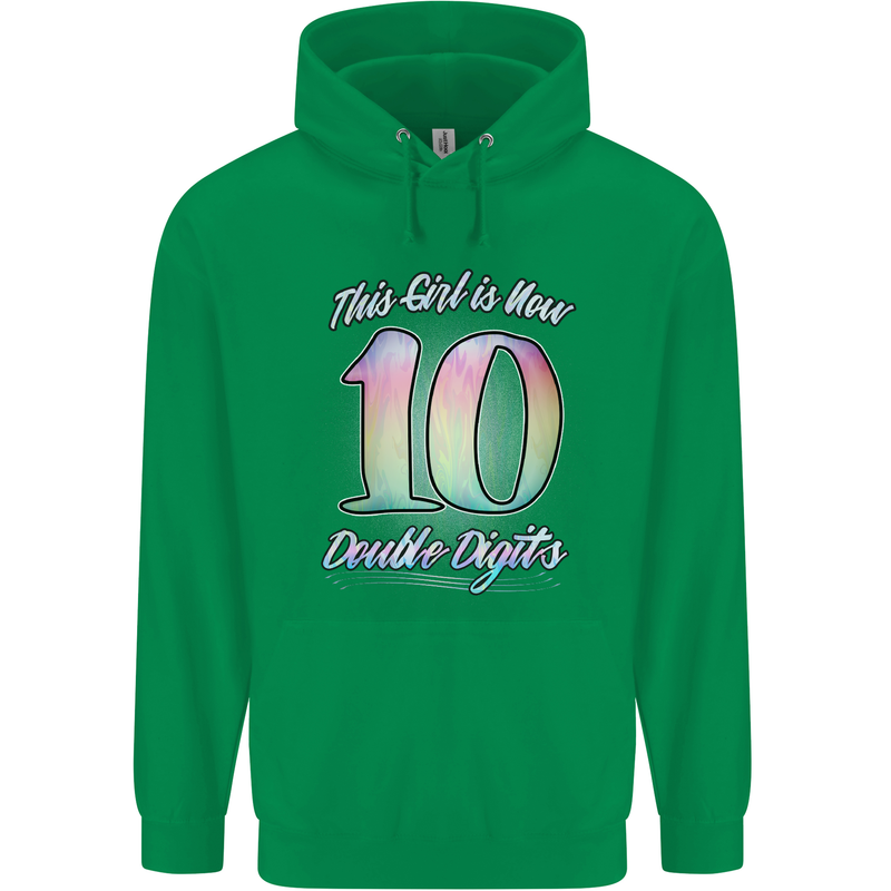 10 Year Old Birthday Girl Double Digits 10th Childrens Kids Hoodie Irish Green