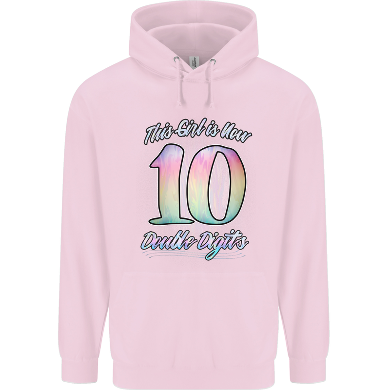 10 Year Old Birthday Girl Double Digits 10th Childrens Kids Hoodie Light Pink