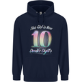 10 Year Old Birthday Girl Double Digits 10th Childrens Kids Hoodie Navy Blue
