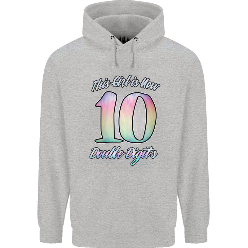 10 Year Old Birthday Girl Double Digits 10th Childrens Kids Hoodie Sports Grey