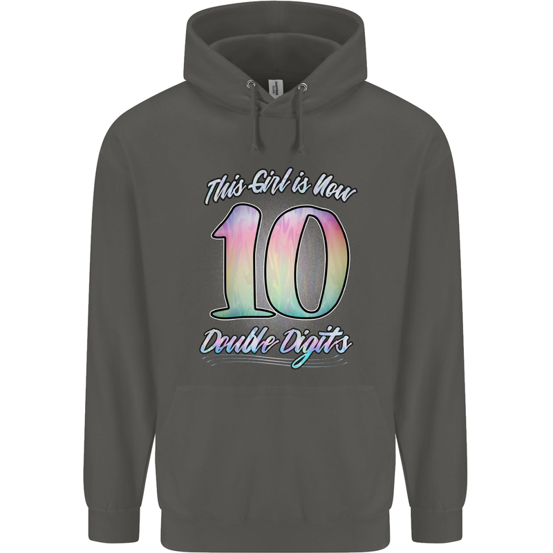 10 Year Old Birthday Girl Double Digits 10th Childrens Kids Hoodie Storm Grey