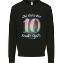 10 Year Old Birthday Girl Double Digits 10th Kids Sweatshirt Jumper Black