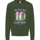 10 Year Old Birthday Girl Double Digits 10th Kids Sweatshirt Jumper Forest Green