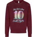 10 Year Old Birthday Girl Double Digits 10th Kids Sweatshirt Jumper Maroon