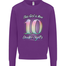 10 Year Old Birthday Girl Double Digits 10th Kids Sweatshirt Jumper Purple