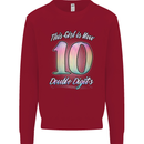 10 Year Old Birthday Girl Double Digits 10th Kids Sweatshirt Jumper Red