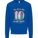10 Year Old Birthday Girl Double Digits 10th Kids Sweatshirt Jumper Royal Blue