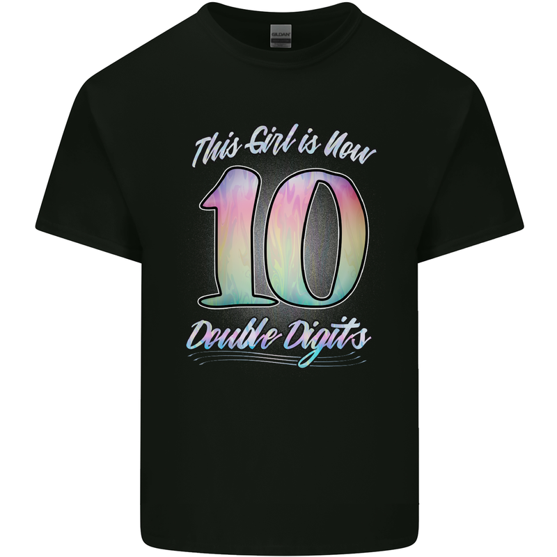 10 Year Old Birthday Girl Double Digits 10th Kids T-Shirt Childrens Black