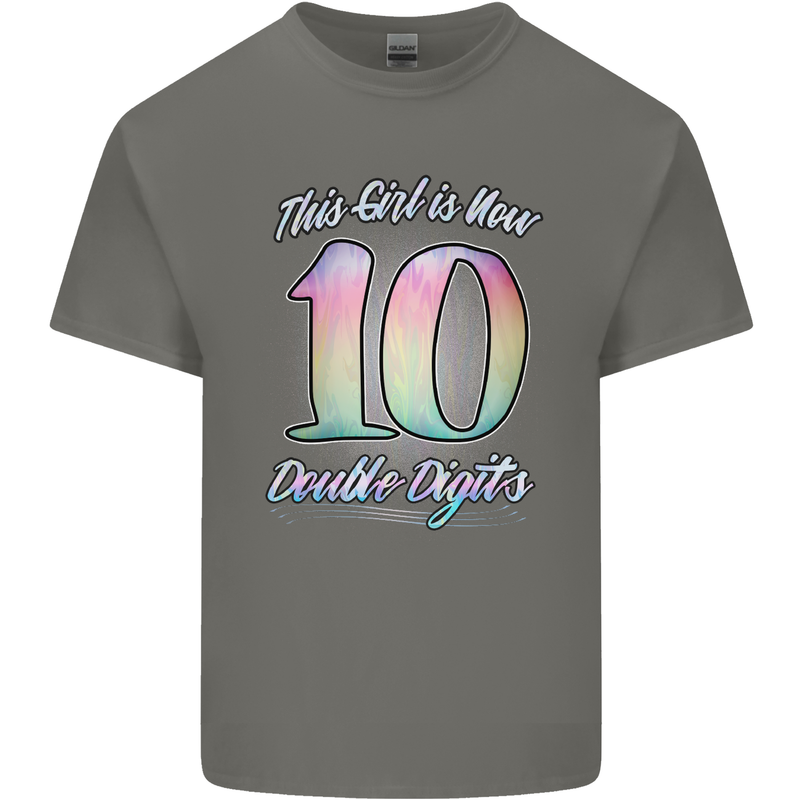 10 Year Old Birthday Girl Double Digits 10th Kids T-Shirt Childrens Charcoal