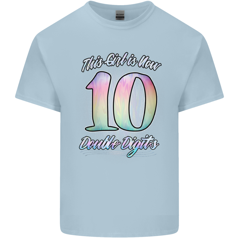 10 Year Old Birthday Girl Double Digits 10th Kids T-Shirt Childrens Light Blue
