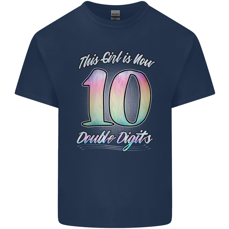 10 Year Old Birthday Girl Double Digits 10th Kids T-Shirt Childrens Navy Blue