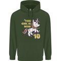 10 Year Old Birthday Girl Magical Unicorn 10th Childrens Kids Hoodie Forest Green