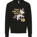 10 Year Old Birthday Girl Magical Unicorn 10th Kids Sweatshirt Jumper Black