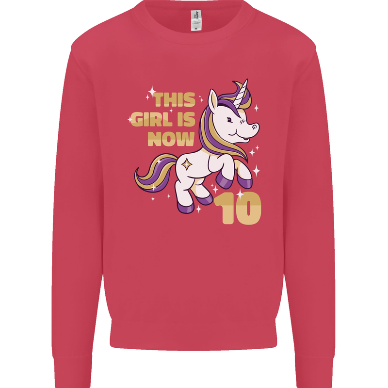 10 Year Old Birthday Girl Magical Unicorn 10th Kids Sweatshirt Jumper Heliconia