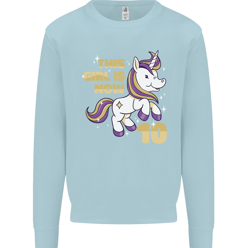 10 Year Old Birthday Girl Magical Unicorn 10th Kids Sweatshirt Jumper Light Blue