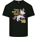 10 Year Old Birthday Girl Magical Unicorn 10th Kids T-Shirt Childrens Black