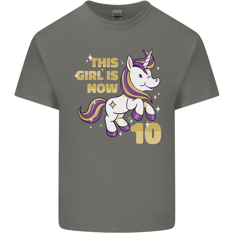10 Year Old Birthday Girl Magical Unicorn 10th Kids T-Shirt Childrens Charcoal
