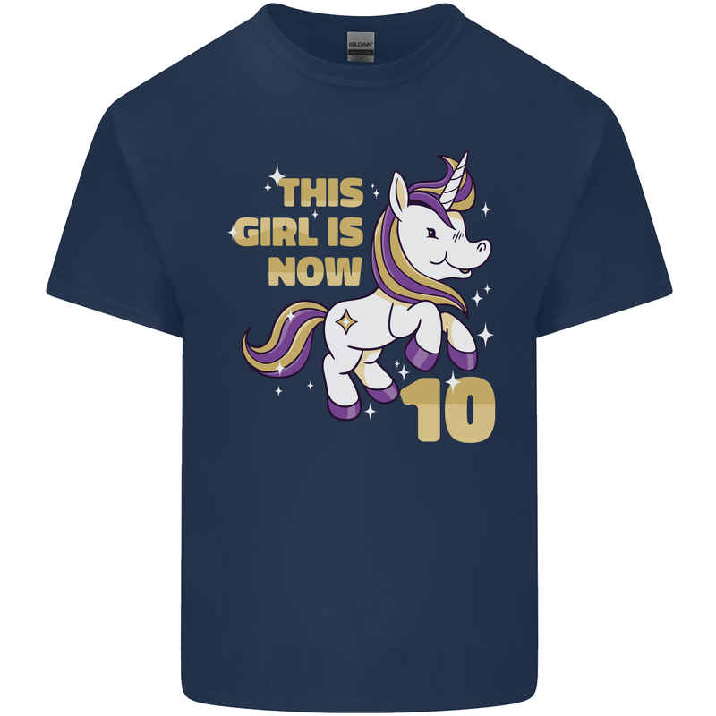 10 Year Old Birthday Girl Magical Unicorn 10th Kids T-Shirt Childrens Navy Blue