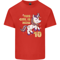10 Year Old Birthday Girl Magical Unicorn 10th Kids T-Shirt Childrens Red