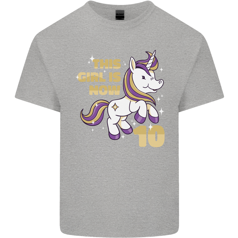 10 Year Old Birthday Girl Magical Unicorn 10th Kids T-Shirt Childrens Sports Grey