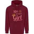 10th Birthday Girl 10 Year Old Princess Childrens Kids Hoodie Maroon