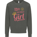 13th Birthday Girl 13 Year Old Princess Kids Sweatshirt Jumper Storm Grey