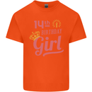 14th Birthday Girl 14 Year Old Princess Kids T-Shirt Childrens Orange