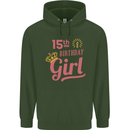 15th Birthday Girl 15 Year Old Princess Childrens Kids Hoodie Forest Green