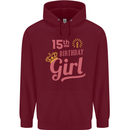 15th Birthday Girl 15 Year Old Princess Childrens Kids Hoodie Maroon