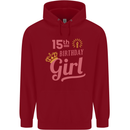 15th Birthday Girl 15 Year Old Princess Childrens Kids Hoodie Red
