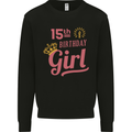 15th Birthday Girl 15 Year Old Princess Kids Sweatshirt Jumper Black