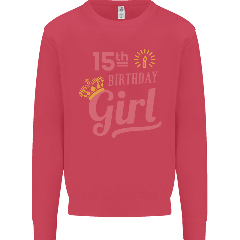 15th Birthday Girl 15 Year Old Princess Kids Sweatshirt Jumper Heliconia
