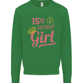 15th Birthday Girl 15 Year Old Princess Kids Sweatshirt Jumper Irish Green