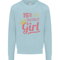 15th Birthday Girl 15 Year Old Princess Kids Sweatshirt Jumper Light Blue