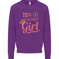 15th Birthday Girl 15 Year Old Princess Kids Sweatshirt Jumper Purple
