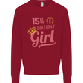 15th Birthday Girl 15 Year Old Princess Kids Sweatshirt Jumper Red