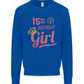 15th Birthday Girl 15 Year Old Princess Kids Sweatshirt Jumper Royal Blue