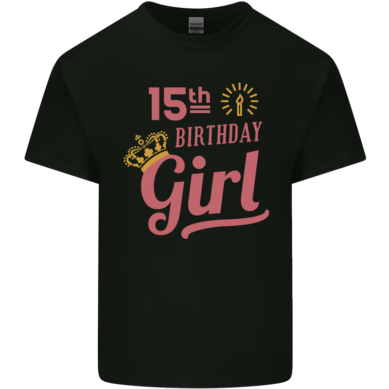 15th Birthday Girl 15 Year Old Princess Kids T-Shirt Childrens Black