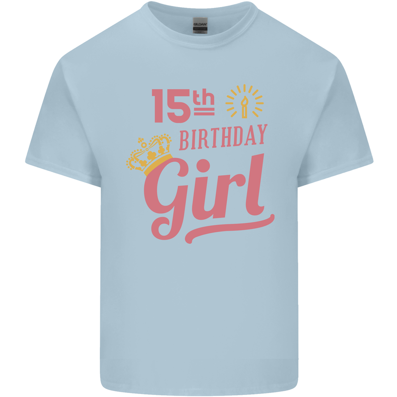 15th Birthday Girl 15 Year Old Princess Kids T-Shirt Childrens Light Blue
