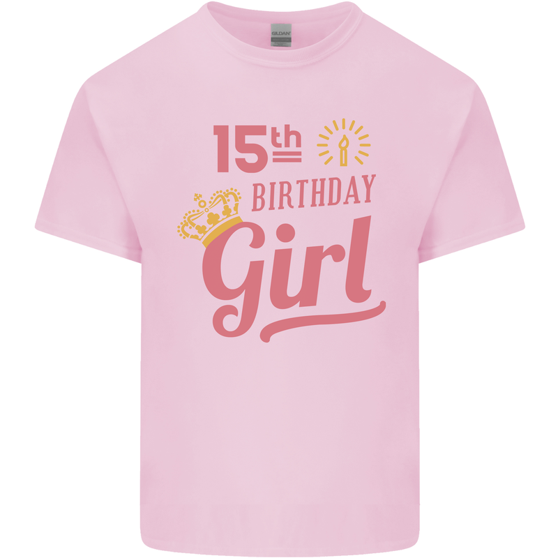 15th Birthday Girl 15 Year Old Princess Kids T-Shirt Childrens Light Pink