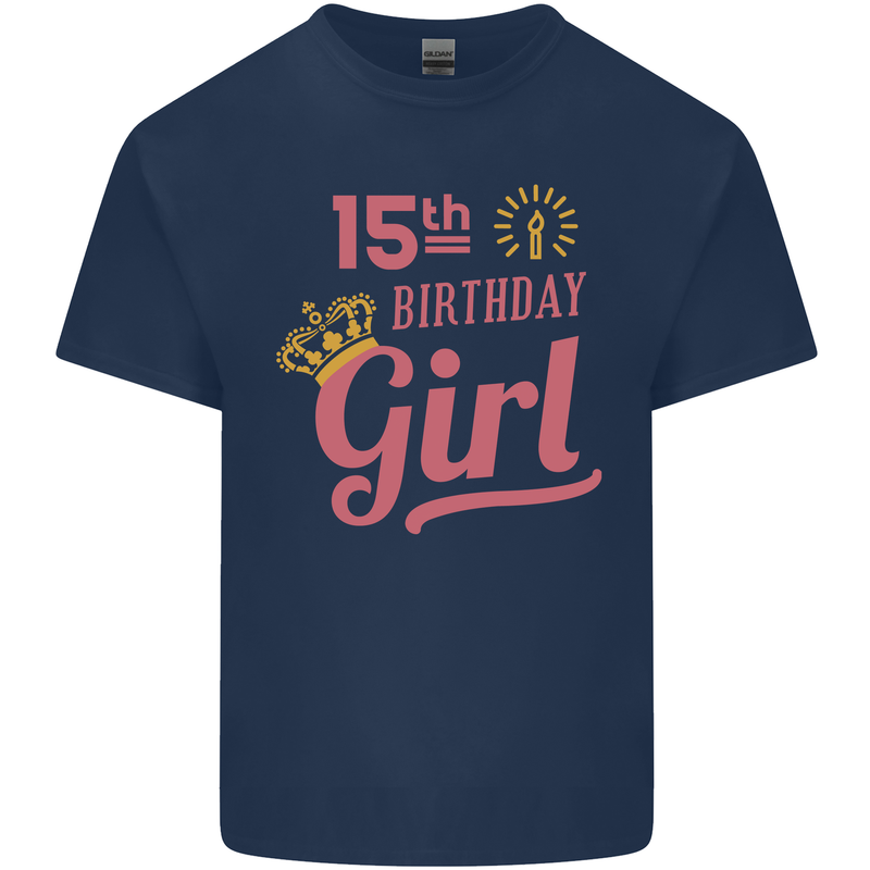 15th Birthday Girl 15 Year Old Princess Kids T-Shirt Childrens Navy Blue