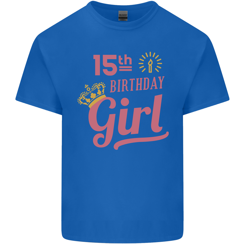 15th Birthday Girl 15 Year Old Princess Kids T-Shirt Childrens Royal Blue