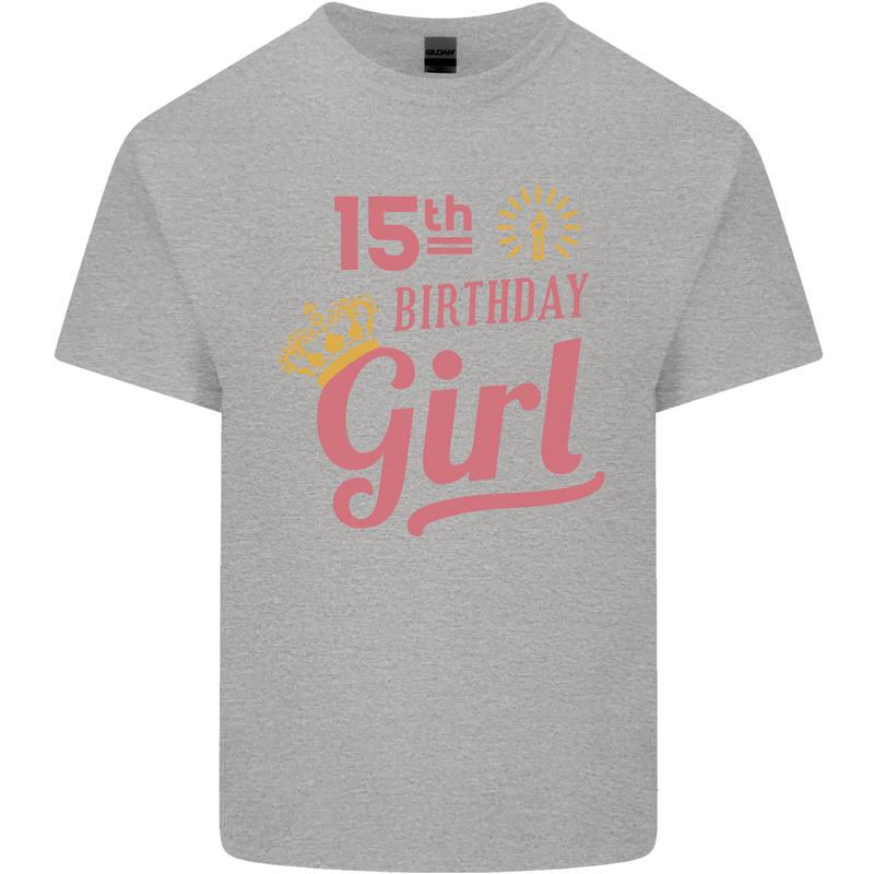 15th Birthday Girl 15 Year Old Princess Kids T-Shirt Childrens Sports Grey