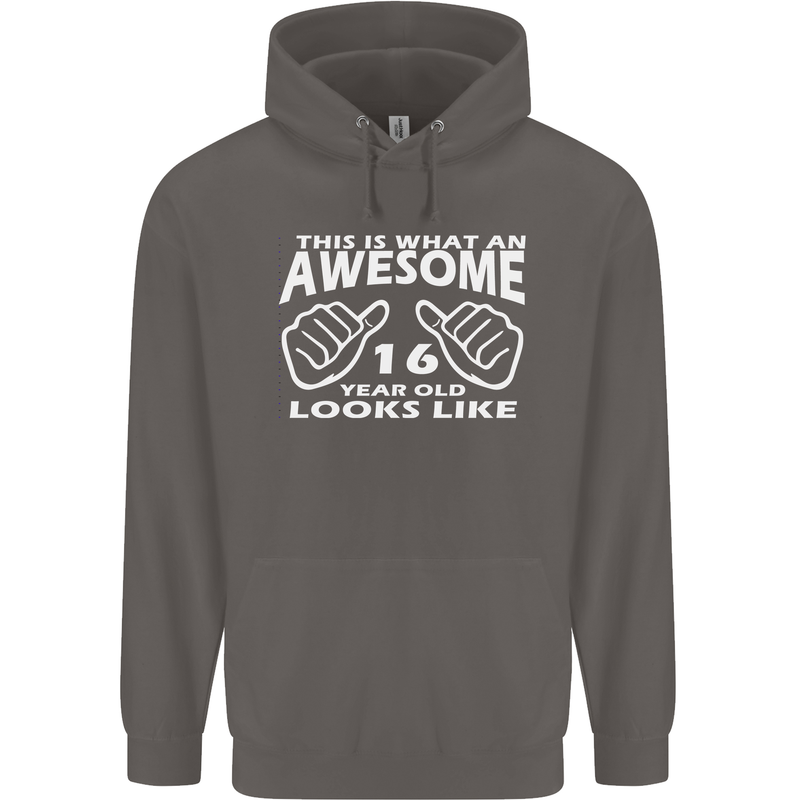 16th Birthday 16 Year Old This Is What Mens 80% Cotton Hoodie Charcoal