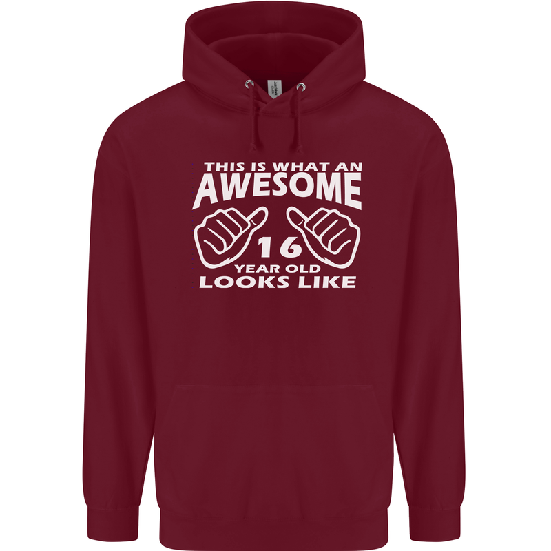 16th Birthday 16 Year Old This Is What Mens 80% Cotton Hoodie Maroon