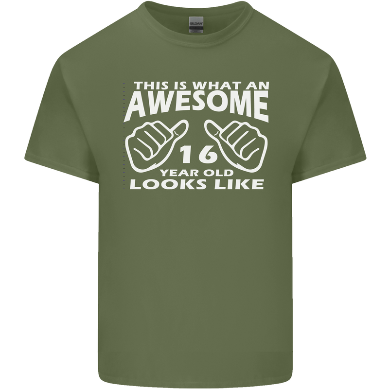 16th Birthday 16 Year Old This Is What Mens Cotton T-Shirt Tee Top Military Green