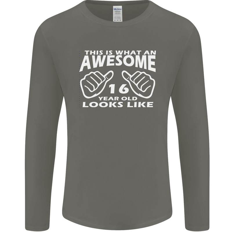 16th Birthday 16 Year Old This Is What Mens Long Sleeve T-Shirt Charcoal
