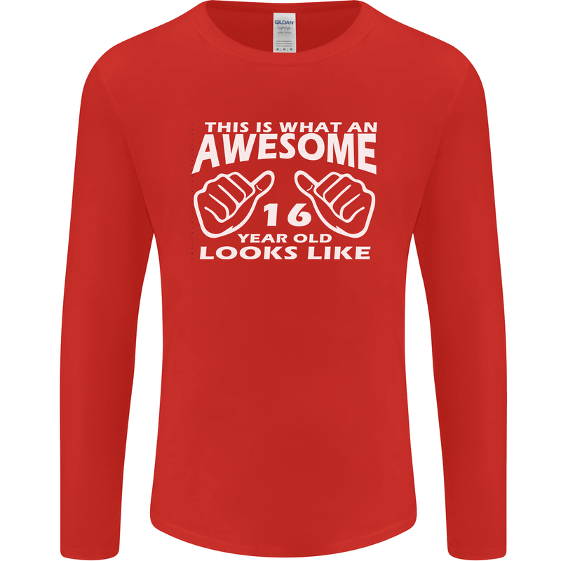16th Birthday 16 Year Old This Is What Mens Long Sleeve T-Shirt Red